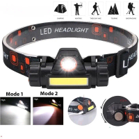 SENTER KEPALA LED CAS XPE SUPER TERANG MURAH HEADLamp COB RECHARGEABLE PLUS MAGNET Lamp Lampu