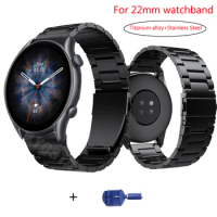 22mm For Amazfit GTR 3 Pro Titanium alloy Strap Wristband Bracelet For Xiaomi Huami Amazfit GTR 47mm/2/2e Replacement Bracelet