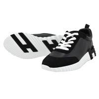 HERMES Bouncing 撞色H LOGO彈性休閒運動鞋(黑 37號)
