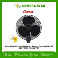 Kipas Angin Dinding / Wall Fan + Remote Cosmos 16WFGR 16WFCR 16 WFCR WFGR Hitam (WFGR)