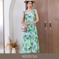 現貨【MEDUSA 曼度莎】綠色水墨天絲長洋裝（M-XL）｜長洋裝 度假洋裝 天絲棉