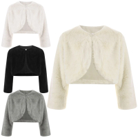 Áo bolero giả lông Sywiyi dành cho bé gái Hồi giáo, tay dài, ấm áp, phù hợp cho lễ hội; áo shrug/áo 