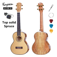 Ukulele Top Solid Spruce 24 26 Inch Concert Tenor Highgloss Electric Acoustic Guitar 4 Strings Ukelele Guitarra Stained Maple