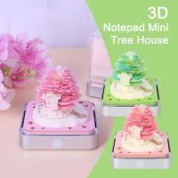 3D Notepad Mini Tree House 2024 Calendar 3D Tree House Notes Notes New Christmas Gif Years Sticky 3D Pad Cute Memo Block I0W6
