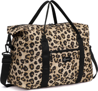 Small Gym Bag for Women Waterproof Sport Bag for Men Foldable Leopard Print Carry on Travel Duffel B