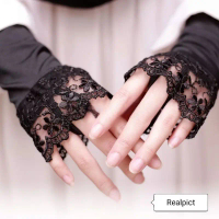 Manset Tangan Wanita Ring Burkat Renda Besar Handsock Panjang Hitam Muslim
