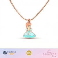 UBS Gold - Kalung Emas Anak Disney Princess Cinderella - 8k - Kky0603k 35cm-Rose Gold