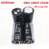 2Pcs/10Pcs 100uF 500V Nichicon GX/LQ 22x40mm 500V100uF Snap-in PSU Capacitor LGX2H101MELZ40