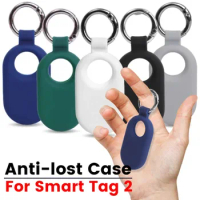 Silicone Protective Cover for Samsung Galaxy Smart Tag 2 Anti-scratch Tracking Device Fundas with Key Ring for Samsung Smartag 2