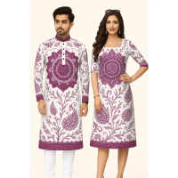 Modern Couple Kurti Design, Floral Print, Seriousness, Suitable for Meetings and Cultural Gatherings