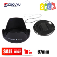 67mm Flower Lens Hood Screw Mount + Anti-lost Cap For Nikon Sony Fujifilm Canon 1300D 800D 760D 750D 700D 650D 77D 80D 70D 60D