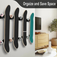 1 Pairs Skateboard Storage Bracket Acrylic Skate Board Wall Holder Decoration Easy Install Non-slip for Bedroom Store Office