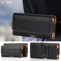 Universal Leather Phone Pouch For Oppo Reno 10 Pro Plus Belt Clip Cover Waist Bag For Oppo Reno 9 8T 8 7 SE 6Pro Lite Phone Bag