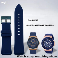 Watch strap for GUESS watch U0247G3 W1058G2 W0040G3 blue black high-quality silicone rubber watch strap 22mm