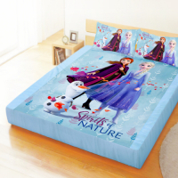 享夢城堡 雙人加大床包枕套6x6.2三件組-冰雪奇緣FROZEN迪士尼 秋日之森-藍