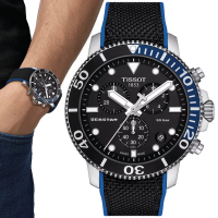 【TISSOT 天梭 官方授權】SEASTAR 1000海星系列 黑 潛水計時腕錶 禮物推薦 畢業禮物(T1204171705103)