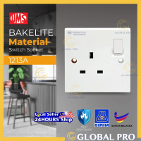 1PC UMS 1213A 13A Bakelite Switch Socket Sirim Approved Socket Wall Plug Soket Suis Plug Dinding Bak