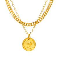 【金品坊】黃金項鍊女皇金幣造型套鍊 2.77錢±0.03(純金999.9、純金項鍊、黃金套鍊)