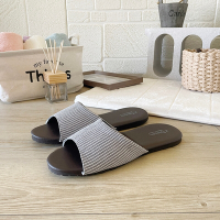 iSlippers 品味系列-布面皮質室內拖鞋-小日條紋