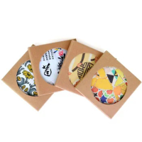 100pcs Kraft Paper Coaster Packaging Box With Window DIY Gift Boxes for Ceramic Cup Mat Mug Pad Packaging