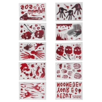 Hot YO-10 Models Bloody Halloween Decorations Window Stickers Horror Decals Bloody Handprint For Halloween Party Decorations