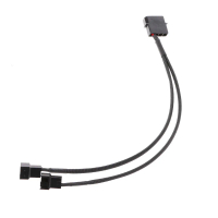 27cm/10.63in Fan Power Adapter Cable 1 to 2 Ways 4-Pin Molex Male to 3-Pin/4-Pin PWM Sleeved Fan Ext