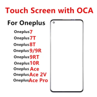 Oneplus8T Oneplus9 Touch Screen For Oneplus 7 7T 8T 9 9R 9RT 10R Ace 2V Pro Out Glass LCD Front Panel Lens With OCA Glue