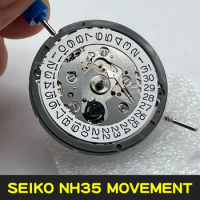 Japan Seiko NH35A Mechanical Movement NH35 White Datewheel 24 Jewels Automatic Self-winding High Accuracy Winding Stem Set Watch