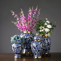 陶瓷器大花瓶新中式客廳青花瓷擺件中式輕奢家居插花裝飾品