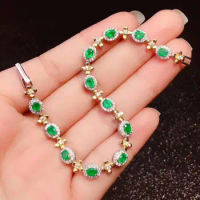 Best Gift Real Natural Emerald bangle Natural real emerald For men or women 925 sterling silver Bangle