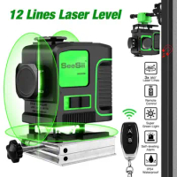Laser Level Green light 12 Lines Self-Leveling Vertical Horizontal Powerful 360 Bracket 532nm 3D Nivel Lasers Receiver