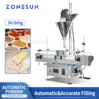 ZONESUN Automatic Garlic Curry Protein Milk Herbal Dry Powder Auger Filling Machine For Food Packing