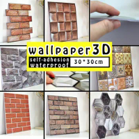10pcs 3D Stone Peel And Stick Wall Tiles Stickers, Self-Adhesive Brick Grain Wall Paste, For TV Background Wallpaper Decoration
