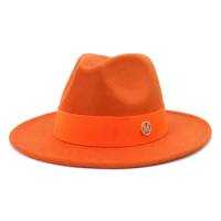 Orange Fedora Hat Wide Rope Accessories Fedora Hat Men's Panama Hat Fedora Hat Large Brimmed Hat Church Hat