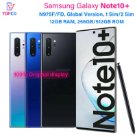 Samsung Galaxy Note10+ N975F/FD 256GB/512GB ROM Note10 Plus Exynos Octa Core 6.8" 16MP&amp;Dual 12MP 12GB RAM Original Cell Phone