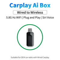 2023 New Smart Carplay AI Box Apple Carplay Adapter Car OEM Wired Car Play To Wireless Car Play USB Type-C Dongle Plug and Play