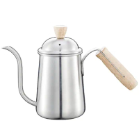 Stainless steel coffee pour over kettle/ pour over coffee kettle/drip coffee pot with wooden handle /650ml satin finish