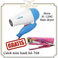 PROMO Hair Dryer Nova N-1290 Hairdryer Pengering Rambut + GRATIS Mini Catok Haidi HD-768 Catokan Pel