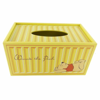 小禮堂 迪士尼 小熊維尼 木製滑蓋面紙盒 抽取式紙巾盒 衛生紙盒 (黃 貨櫃)