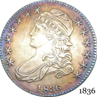 United States Of America Liberty Eagle 1836 50 Cents ½ Dollar Capped Bust Half Dollar Cupronickel Silver Plated Copy Coin