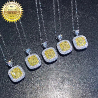 18K gold natural 0.45ct yellow diamond and white diamonds necklace with certificate