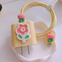 Flower 18W 20W Cute Cable Both Ends Bite Protector for For IPhone X XS 11 Pro Max XR 6 6S IPad Mini 2 3 Air Phone Charger Cables