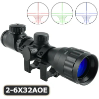 2-6x32AOE Optical Scope Tri-Illuminated Red/Green/blue Adjustable Riflescope Tactical Sniper Airsoft Scope Hunting Accessories