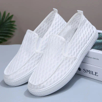 Kasut Jaring Lelaki, Koleksi Musim Panas Baru, Bernafas, Jaring Nipis Berongga, Warna Putih, Kasut K