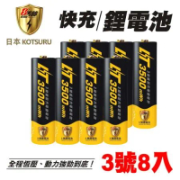 【日本KOTSURU】8馬赫 1.5V恆壓可充式鋰電池(3號8入)✦再送電池收納盒
