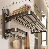 強力啜盤毛巾架衛生間免打孔掛杆浴室置物架淋浴房廁所收納浴巾架