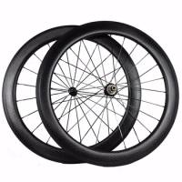 2015 Newest Dmple Carbon-Clincher-Wheelset Triathlon Bike Road 700C Rims 58Mm Clincher Wheelset Golf Black Spokes Alloy Nipples