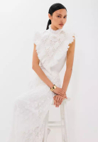 Pomelo Rosette Lace Ruffle Top - White