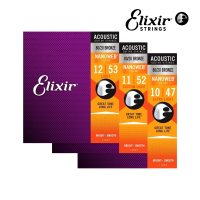 【ELIXIR】黃銅木吉他薄膜包覆弦 兩包組／三種弦徑規格／11002 11027 11052(原廠公司貨 美國製造 品質保證)