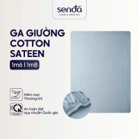 Ga giường 1m6 1m8 Cotton Sateen Sen Đá Home Bedding cao cấp trơn màu, drap bo chun lụa trải nệm, ra 